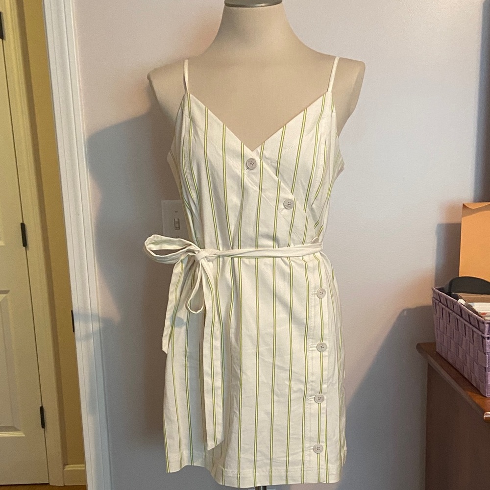 NWT Banana Republic White and Green Striped Dress 14